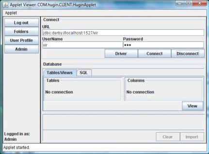 Figure 12: The database panel connects to databases through their JDBC drivers